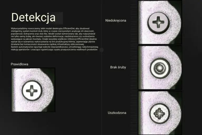 System detekcji uszkodzeń śruby - detekcja modelem EfficientDet