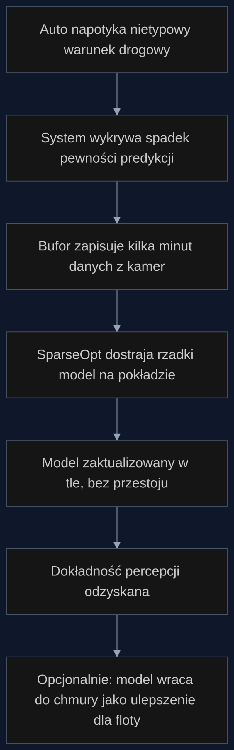 Proces adaptacji modelu percepcji bez przesyłania surowych danych do chmury
