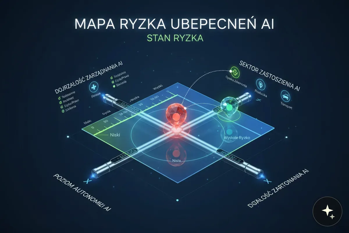 Mapa ryzyka ubezpieczeń AI ze wskaźnikami: dojrzałość zarządzania, poziom autonomii, sektor zastosowania