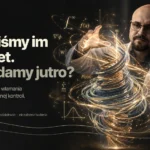 Naukowiec w białym fartuchu kształtuje dłońmi świetlisty wir wzorów matematycznych. Ilustracja artykułu o kontroli nad sztuczną inteligencją.